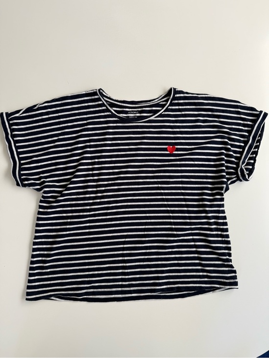 Monoprix Tops - Monoprix Striped Tee with ❤️